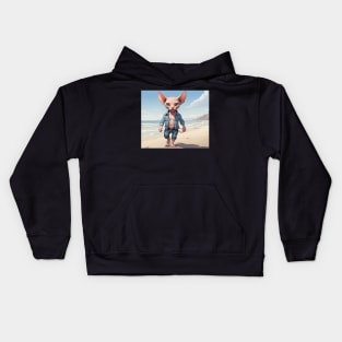 Beachside Swagger: The Cool Cat's Walk Kids Hoodie